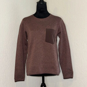 Arc'teryx Covert Sweater Women XS Heather Maroon Knit Round Neck Pocket Pullover